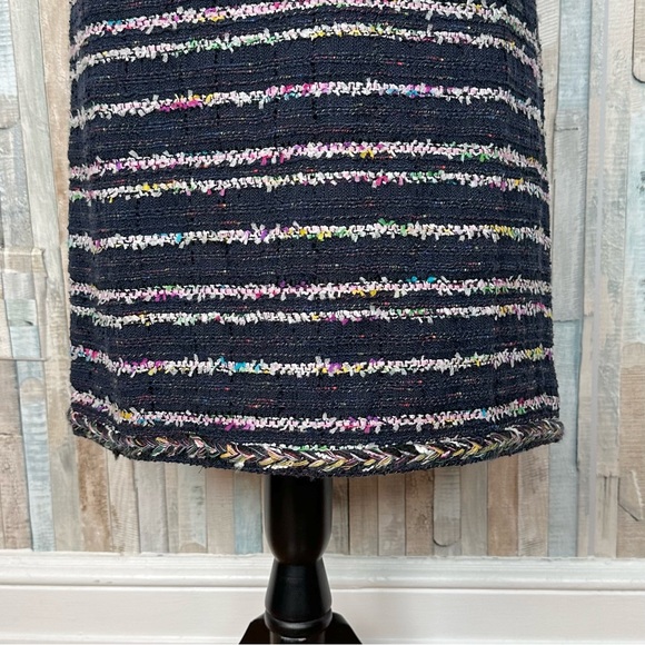 J Crew 12 Navy Confetti Nubby Party Tweed Stripe No 2 Pencil Skirt Career $148 - Picture 5 of 11